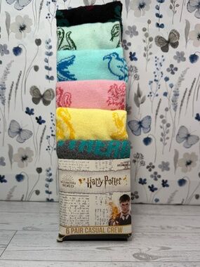 Harry Potter Men's 6-Pair Casual Crew Socks (NIB)